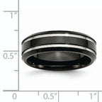 Stainless Steel Polished Black IP-plated 7mm Grooved Band