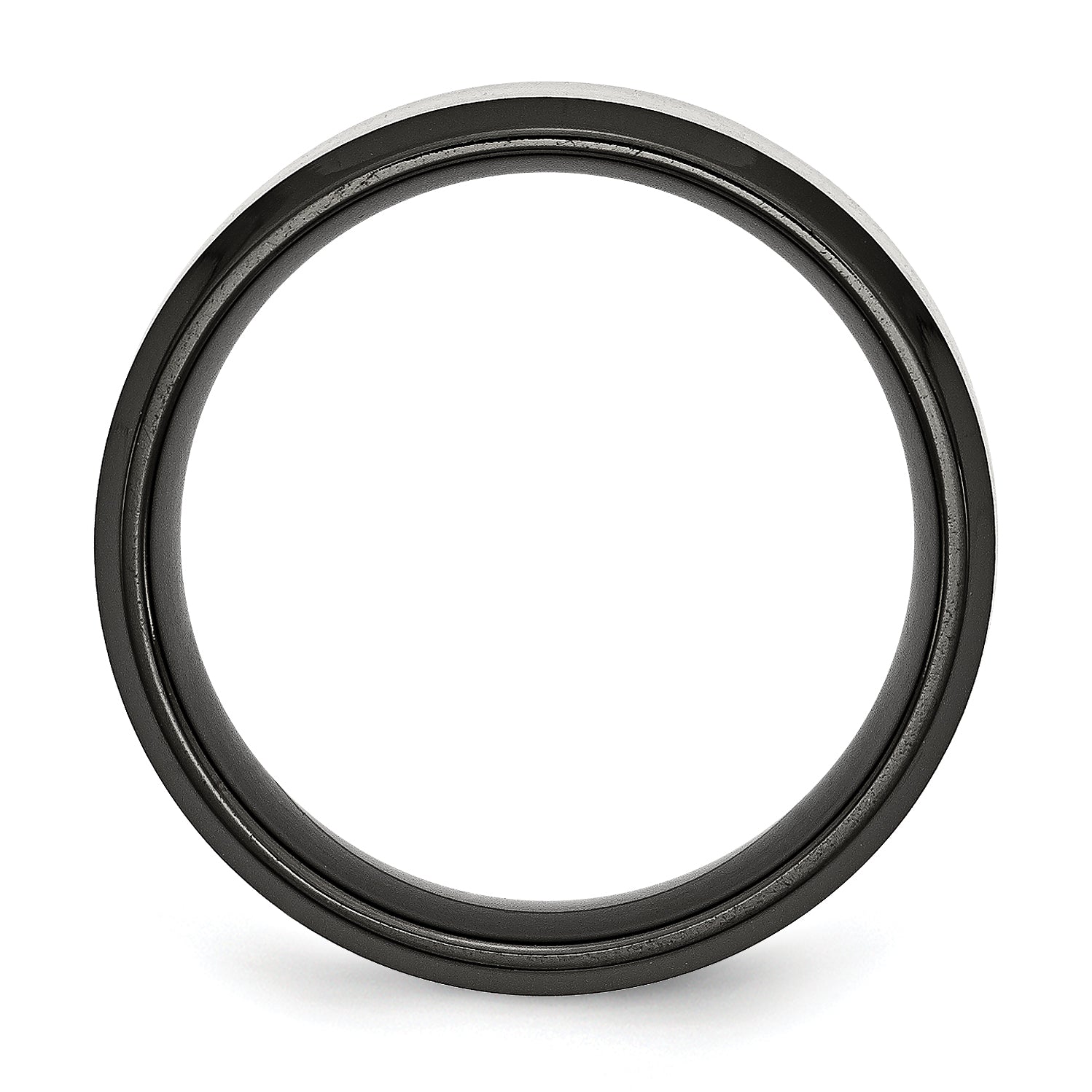 Stainless Steel Polished Black IP-plated with Brushed Center 8mm Beveled Edge Band Secondary image