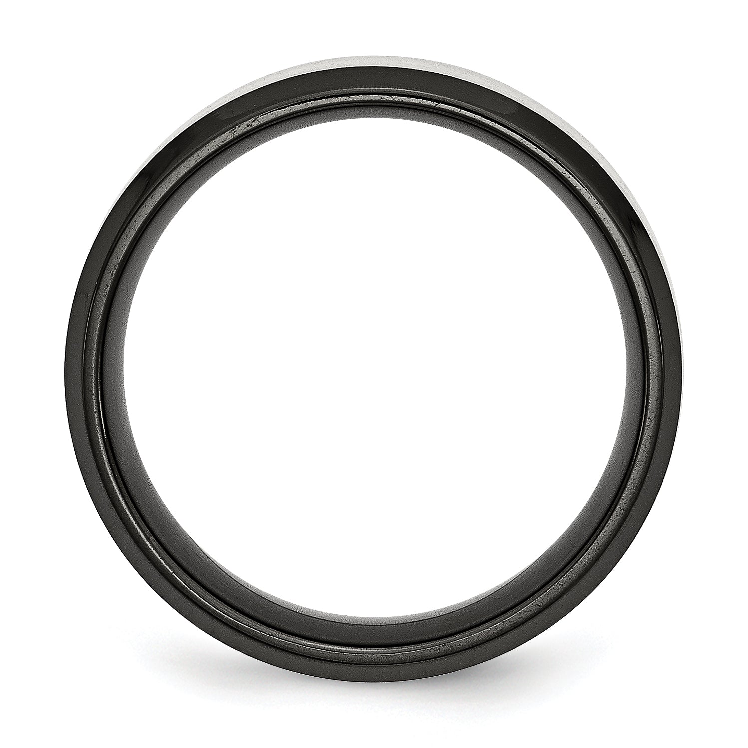 Stainless Steel Polished Black IP-plated with Brushed Center 8mm Beveled Edge Band