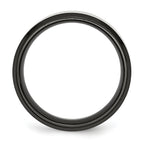 Stainless Steel Polished Black IP-plated with Brushed Center 8mm Beveled Edge Band