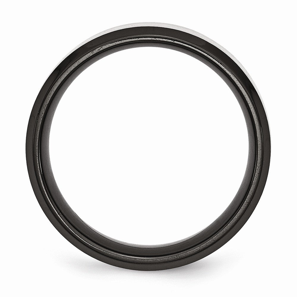Sophia Jewelers Stainless Steel Wedding Band with Black IP Beveled Edge