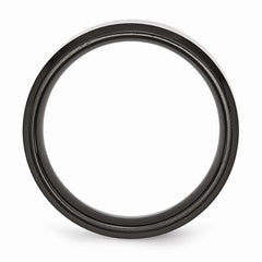 Sophia Jewelers Stainless Steel Wedding Band with Black IP Beveled Edge