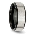 Stainless Steel Polished Black IP-plated with Brushed Center 8mm Beveled Edge Band