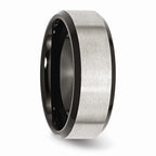 Sophia Jewelers Stainless Steel Wedding Band with Black IP Beveled Edge