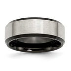 Sophia Jewelers Stainless Steel Wedding Band with Black IP Beveled Edge