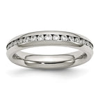 April Birthstone CZ Ring in Stainless Steel, 4mm