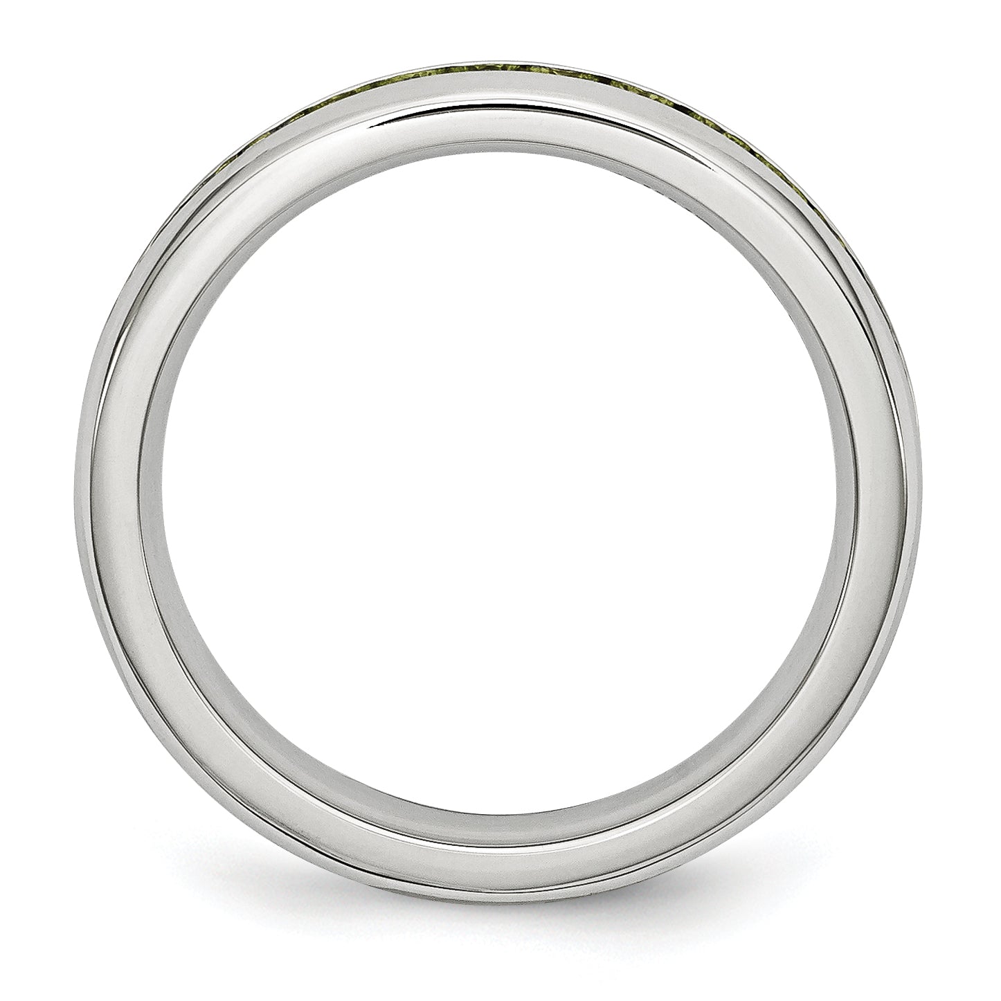 Light Green CZ Ring in Stainless Steel, 4mm Secondary image