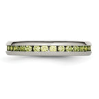 Light Green CZ Ring in Stainless Steel, 4mm