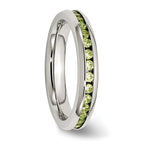 Light Green CZ Ring in Stainless Steel, 4mm
