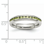 Light Green CZ Ring in Stainless Steel, 4mm