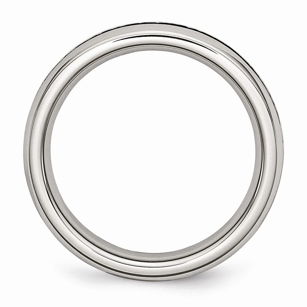 Stainless Steel Fashion Ring with Black CZ Polished Finish by Sophia Jewelers