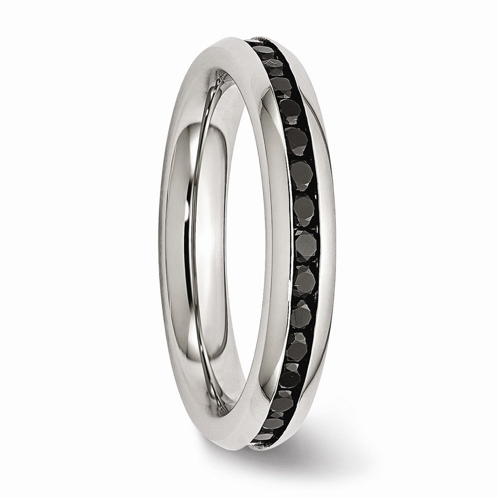 Stainless Steel Fashion Ring with Black CZ Polished Finish by Sophia Jewelers