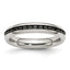 Stainless Steel Polished 4mm Black CZ Ring