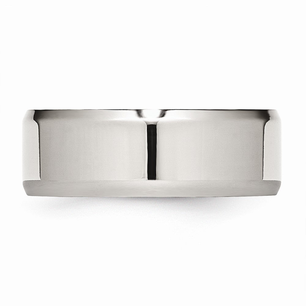 Sophia Jewelers 8mm Stainless Steel Polished Wedding Band Engravable Beveled Edge
