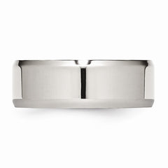 Sophia Jewelers 8mm Stainless Steel Polished Wedding Band Engravable Beveled Edge