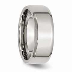 Sophia Jewelers 8mm Stainless Steel Polished Wedding Band Engravable Beveled Edge