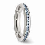 Sophia Jewelers Polished Stainless Steel Teal CZ December Birthstone Ring
