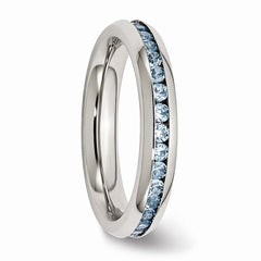 Sophia Jewelers Polished Stainless Steel Teal CZ December Birthstone Ring