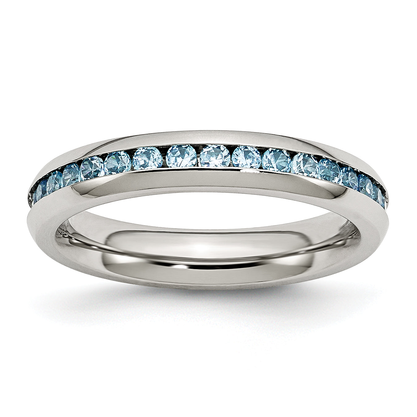 Stainless Steel Polished 4mm December Teal CZ Ring Main image