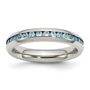 Stainless Steel Polished 4mm December Teal CZ Ring - Sophia Jewelers