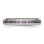 Stainless Steel Polished 4mm February Purple CZ Ring