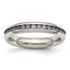 Stainless Steel Polished 4mm February Purple CZ Ring