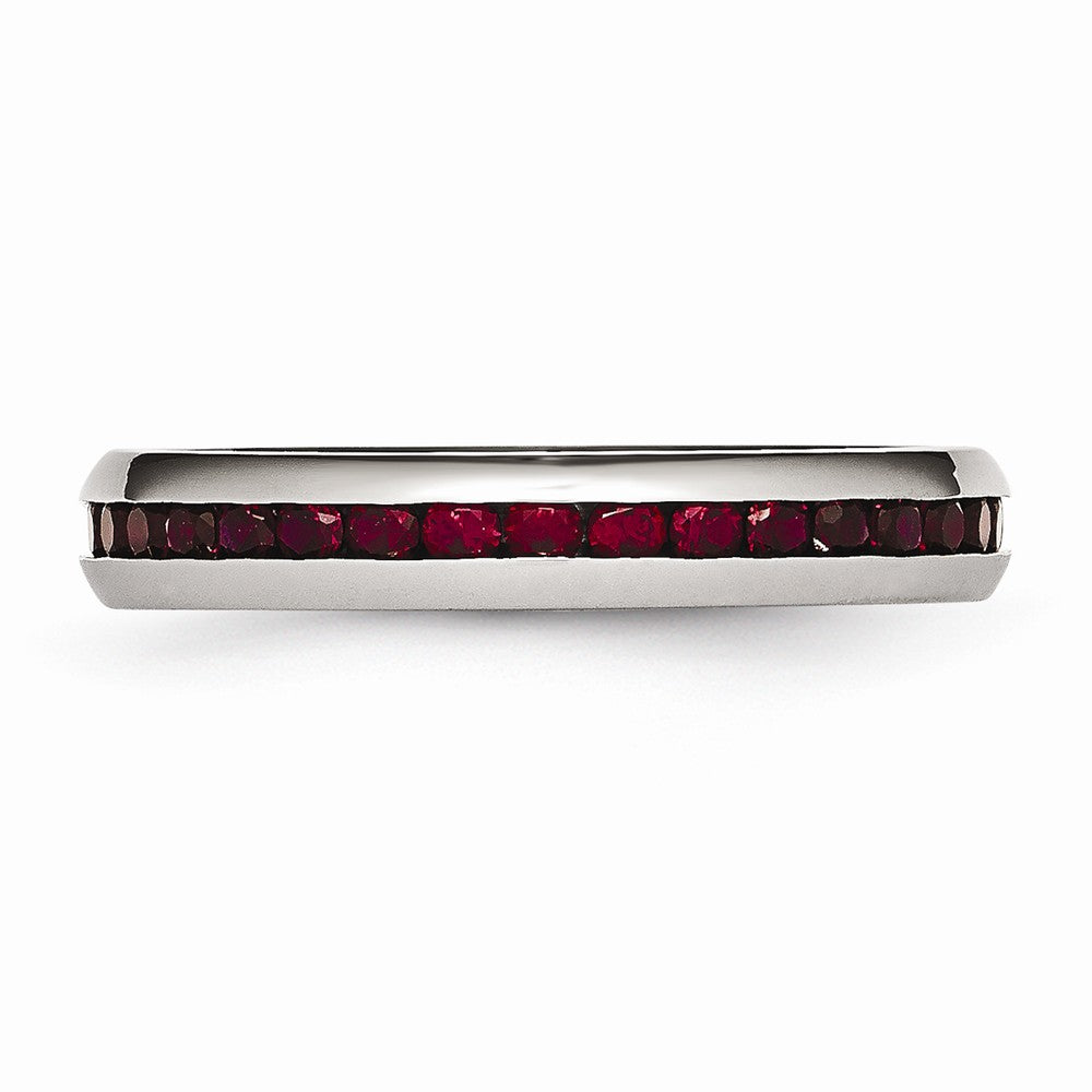 Sophia Jewelers Polished Stainless Steel Red CZ Ring Elegant 4mm January Birthstone