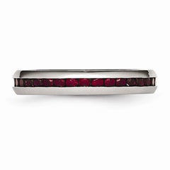 Sophia Jewelers Polished Stainless Steel Red CZ Ring Elegant 4mm January Birthstone