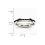 Stainless Steel 4mm January Dark Red CZ Ring