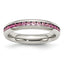 Sophia Jewelers Polished Stainless Steel Pink CZ July Birthstone Ring