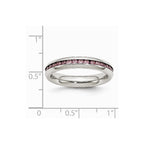 Stainless Steel 4mm June Magenta CZ Ring