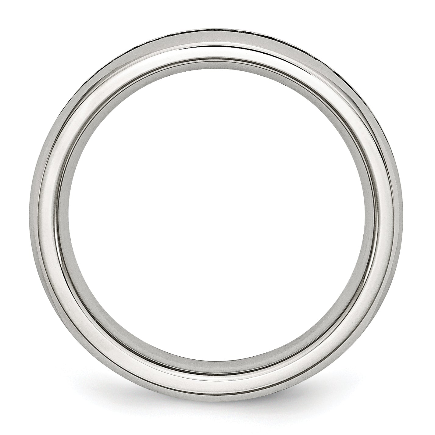 Stainless Steel Polished 4mm March Light Blue CZ Ring Secondary image