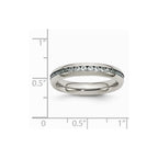 Stainless Steel 4mm March Light Blue CZ Ring