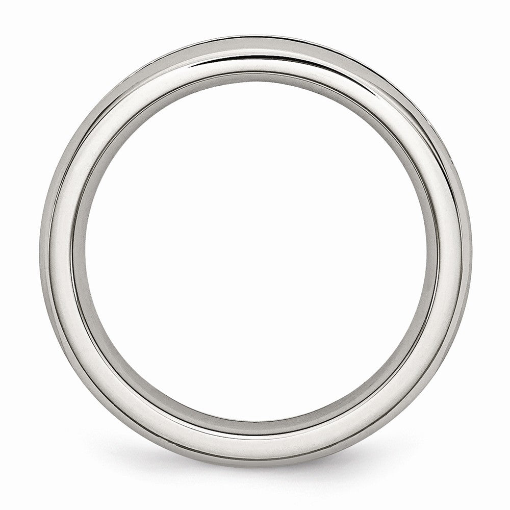 Stainless Steel May Green CZ Ring with Polished Finish 4mm Stackable
