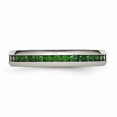 Stainless Steel May Green CZ Ring with Polished Finish 4mm Stackable