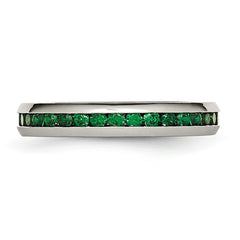 Stainless Steel Polished 4mm May Dark Green CZ Ring