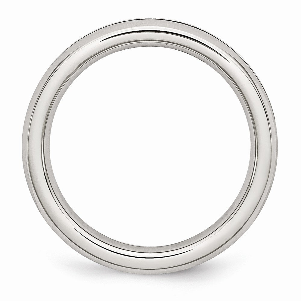 Stainless Steel September Blue CZ Ring, Polished Finish, 4mm Band by Sophia Jewelers Secondary image