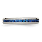 September Birthstone Blue CZ Ring in Stainless Steel, 4mm