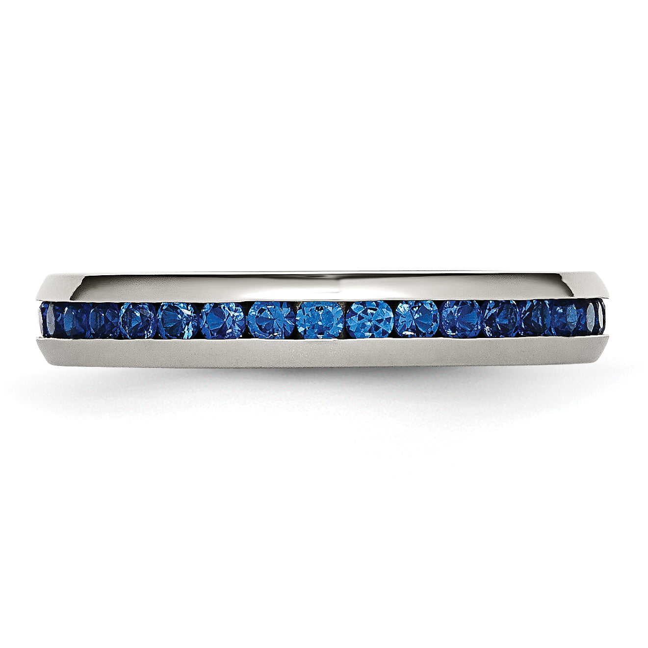 September Birthstone Blue CZ Ring in Stainless Steel, 4mm