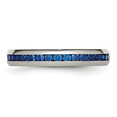 Stainless Steel Polished 4mm September Blue CZ Ring