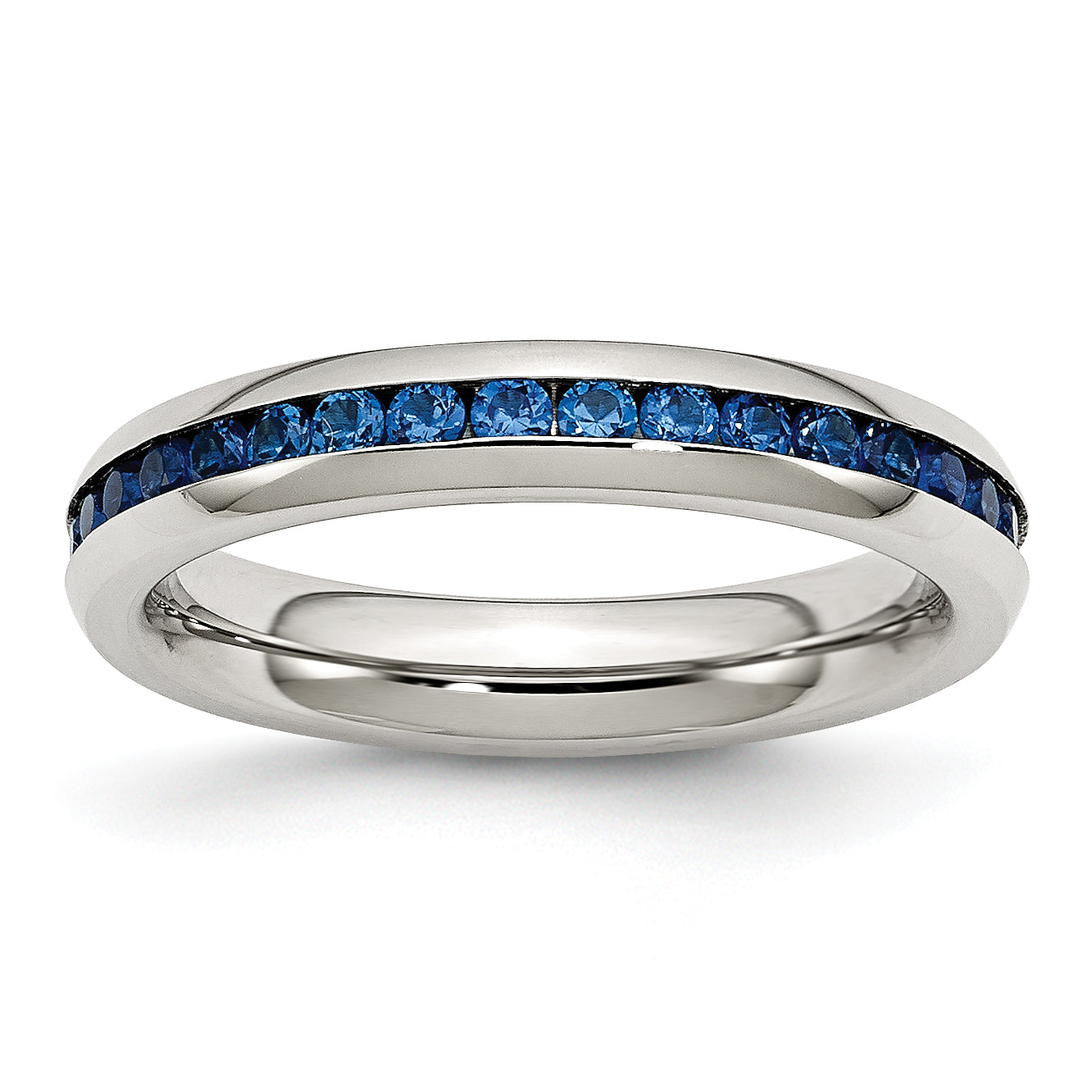 Stainless Steel Polished 4mm September Blue CZ Ring Main image