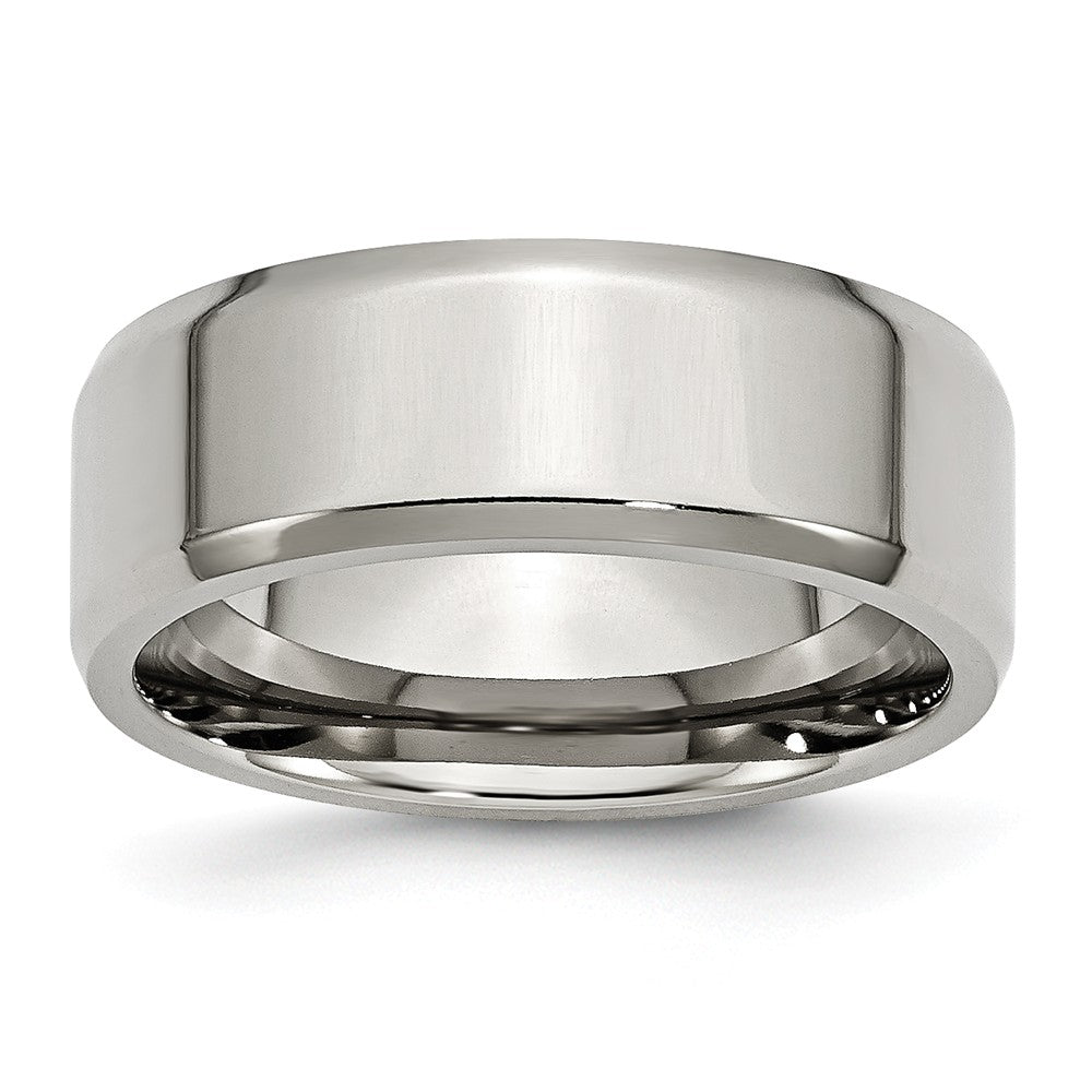 Sophia Jewelers 8mm Stainless Steel Polished Wedding Band Engravable Beveled Edge