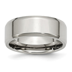 Sophia Jewelers 8mm Stainless Steel Polished Wedding Band Engravable Beveled Edge