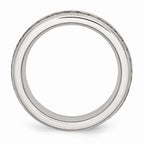 Stainless Steel CZ Fashion Ring with Brushed Finish 7mm