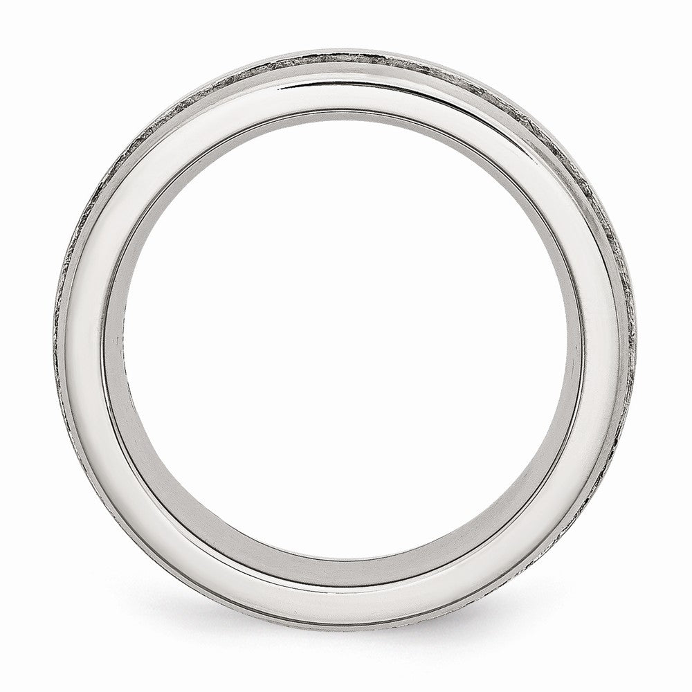 Stainless Steel CZ Fashion Ring with Brushed Finish 7mm