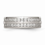 Stainless Steel CZ Fashion Ring with Brushed Finish 7mm