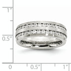 Stainless Steel Brushed with Double Row CZ 7mm Band