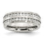 Stainless Steel Brushed with Double Row CZ 7mm Band