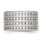Stainless Steel Multirow 13mm CZ Ring