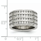 Stainless Steel Multirow 13mm CZ Ring